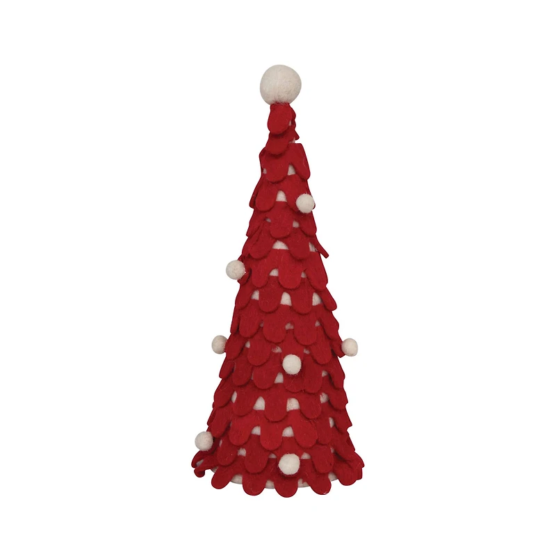 Hello Honey® 13" Red & White Wool Felt Tree with Pom Poms
