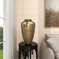 20" Gold Aluminum Brushed Vase with Hammered Top