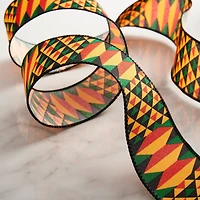 2.5" x 3yd. Faux Linen Wired Geometric Ribbon by Celebrate It™