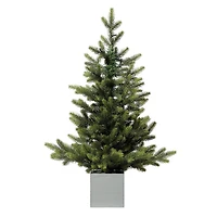 2.5ft. Pre-Lit Fraser Fir Artifical Christmas Tree in Wooden Pot, Warm White LED Lights
