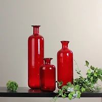 Translucent Candy Apple Red Glass Bottle Set