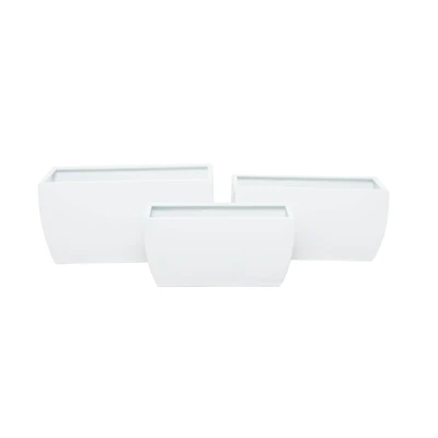 White Modern Planter, Set of 3" 20", 18", 16"