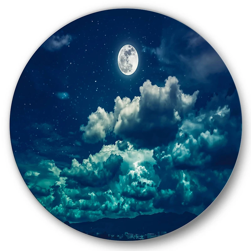 Designart - Full Moon In Cloudy Night Sky II