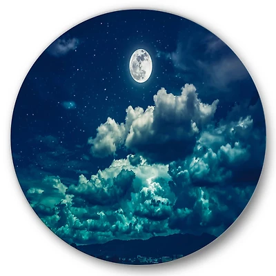 Designart - Full Moon In Cloudy Night Sky II