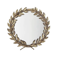 Hello Honey® 18.5" Framed Round Antique Gold Metal Laurel Wreath Wall Mirror