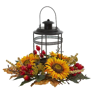 18" Sunflower Berry Candelabrum Centerpiece