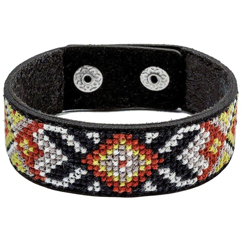 Wonderland Crafts Orange Artificial Leather Cross Stitch Bracelet Kit