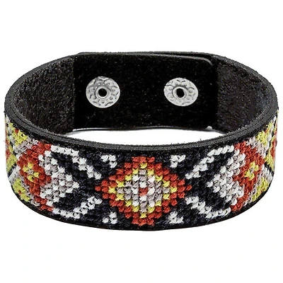 Wonderland Crafts Orange Artificial Leather Cross Stitch Bracelet Kit