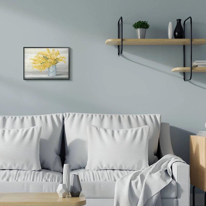 Stupell Industries Golden Fall Bouquet in Milk Tin Wall Art in Frame