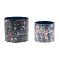 Berry & Pine Tree Holiday Planter Set