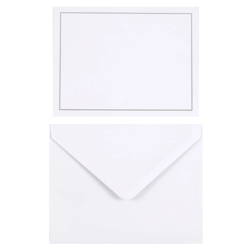6 Packs: 40 ct. (240 total) 4.25" x 5.5" Silver Border Flat Cards & Envelopes by Recollections™