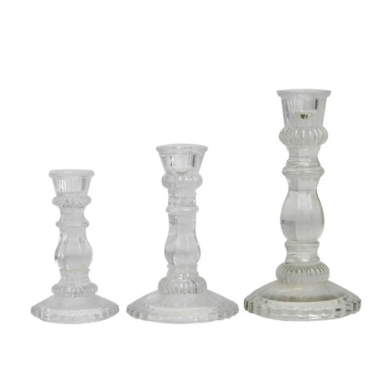 The Novogratz Clear Glass Candle Holder Set