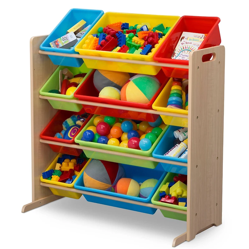 Kids Storage Organizer With 12 Plastic Bins