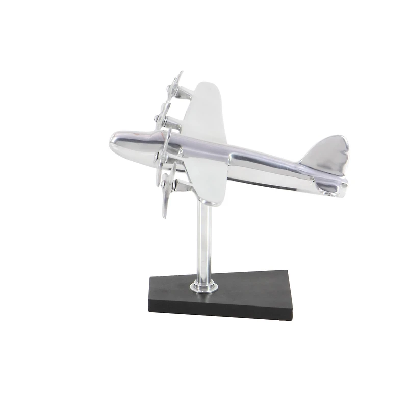 Silver Aluminum Sculpture, Airplane 11" x 12" x 16"