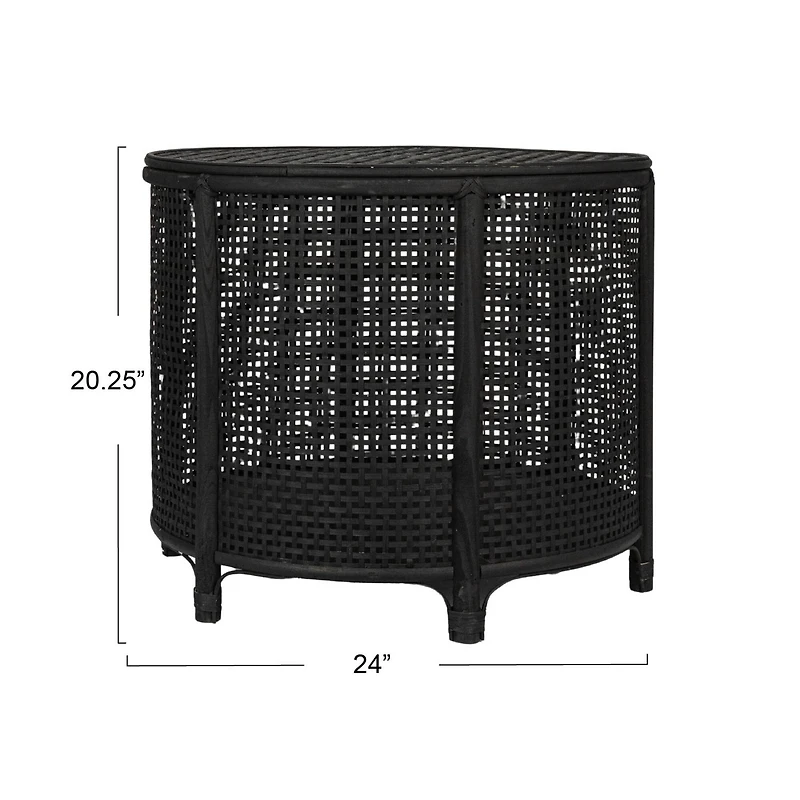 Hello Honey® Round Bamboo & Rattan Accent Table