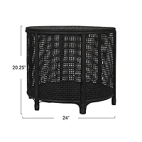 Hello Honey® Round Bamboo & Rattan Accent Table