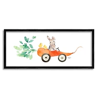 Stupell Industries Spring Rabbit Chicks Riding Seasonal Carrot Wagon Framed Giclee Art