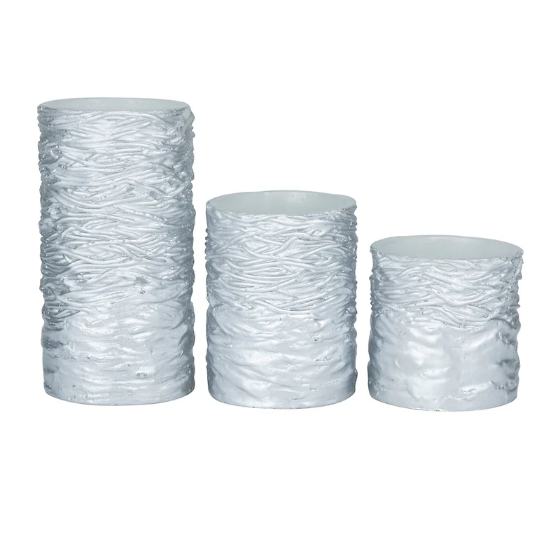 Silver Traditional Flameless Candle Set