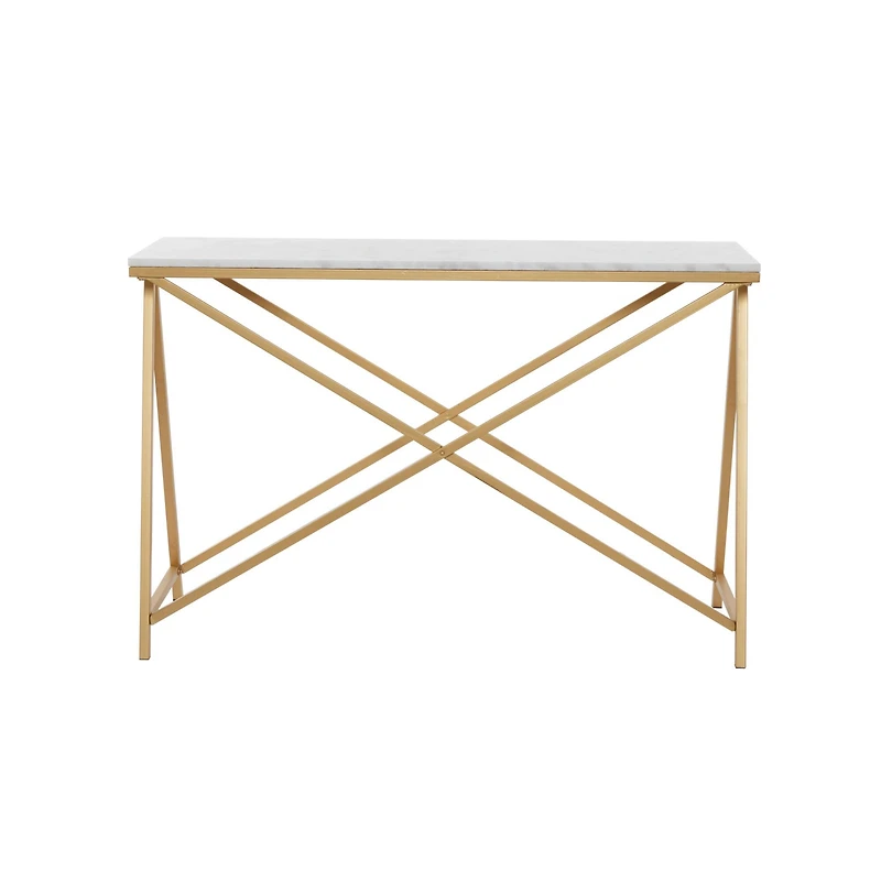 White Iron Contemporary Console Table, 31" x 47" x 14"