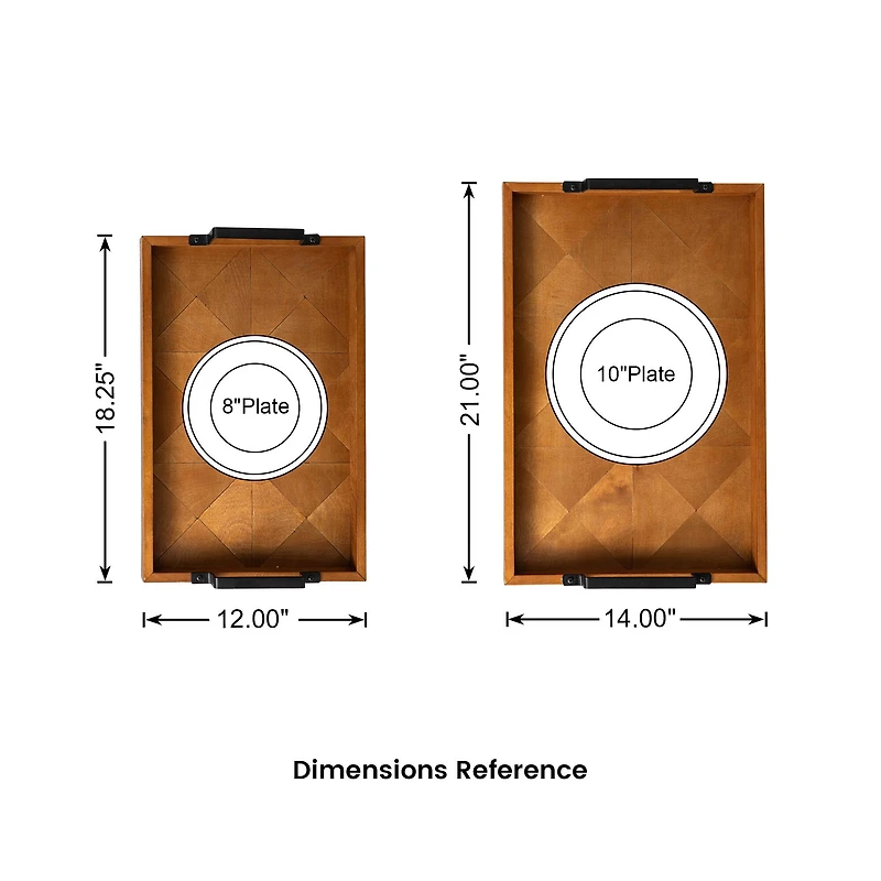 Glitzhome® Rectangle Wood Geometric Trays Set