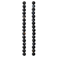 Matte Black & Brown Striped Agate Round Beads, 8mm by Bead Landing™