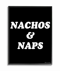 Stupell Industries lulusimonSTUDIO Black & White Nachos & Naps in Black Frame Wall Art