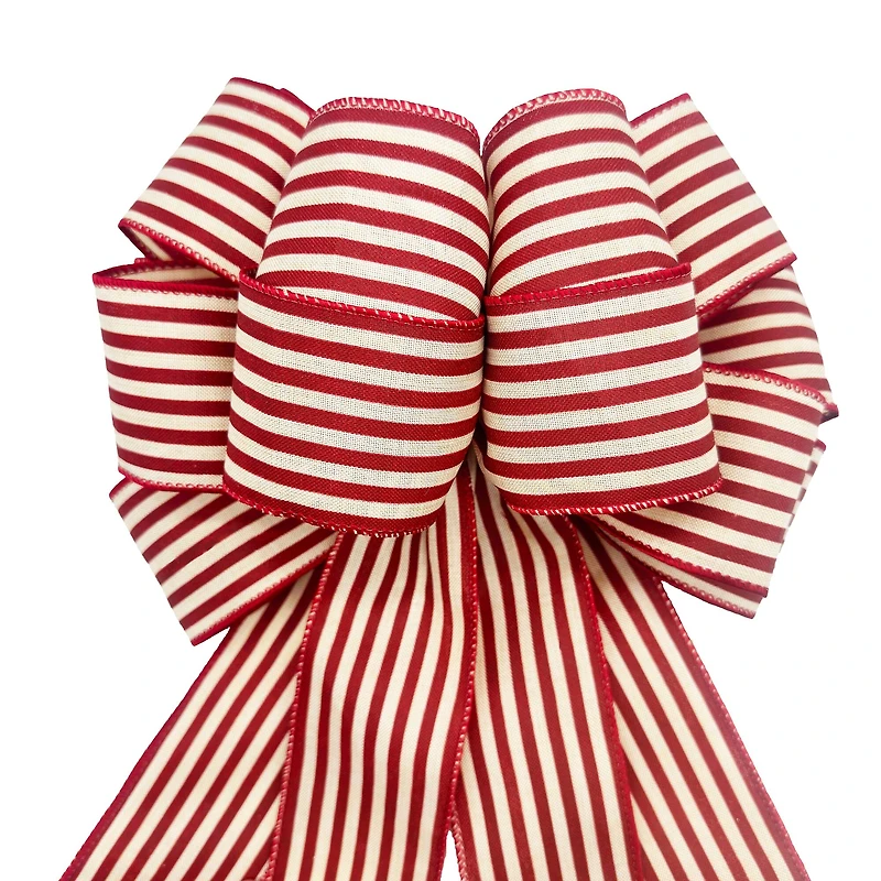 20.5" Red Ticking Stripes Tree Bow by Celebrate It®