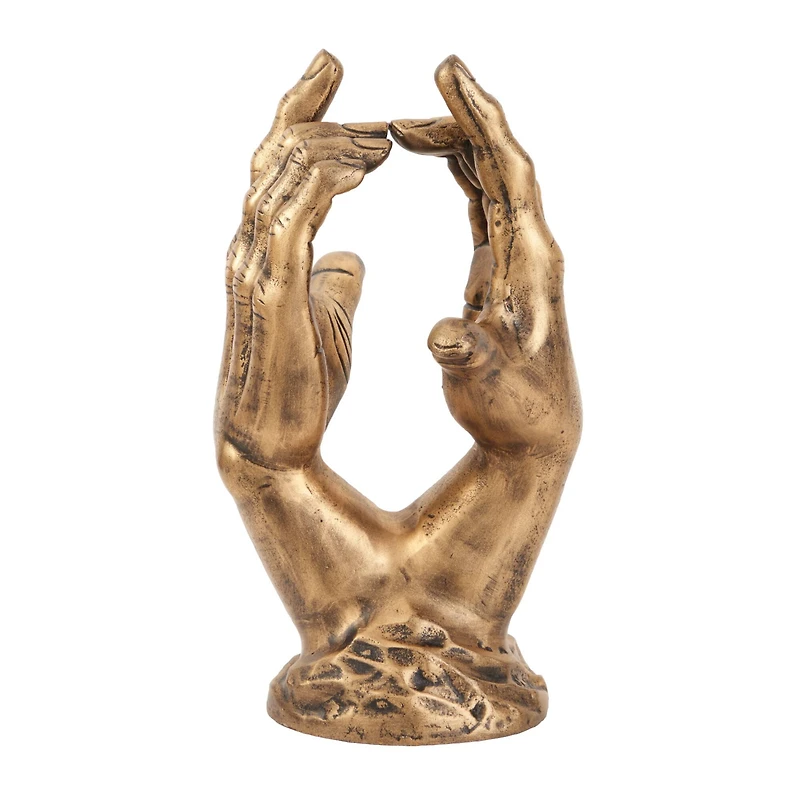 Gold Aluminum Traditional Abstract Sculpture, 11" x 9" x 6"