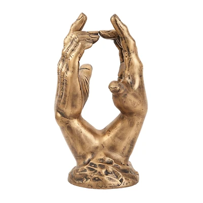 Gold Aluminum Traditional Abstract Sculpture, 11" x 9" x 6"