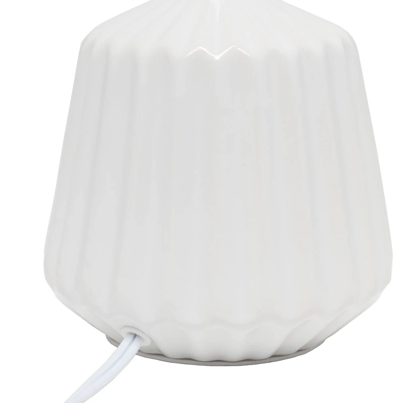 Simple Designs 11.3" Petite Off White Pleated Base Table Lamp