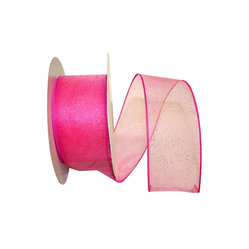 JAM Paper 2.5" x 50yd. Sheer Glitz Wired Value Ribbon