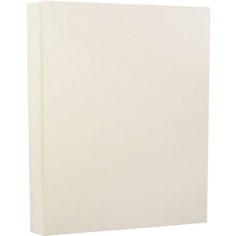 JAM Paper Strathmore Natural White Linen 8.5" x 11" Heavy-Weight Cardstock, 50 Sheets