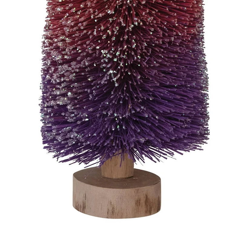 Hello Honey® 11" Purple & Burgundy Ombre Bottle Brush Tree with Wood Base and Glitter