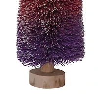 Hello Honey® 11" Purple & Burgundy Ombre Bottle Brush Tree with Wood Base and Glitter