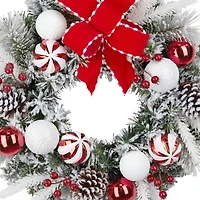 24" Snowy Pinecone & Ornament Wreath by Ashland®