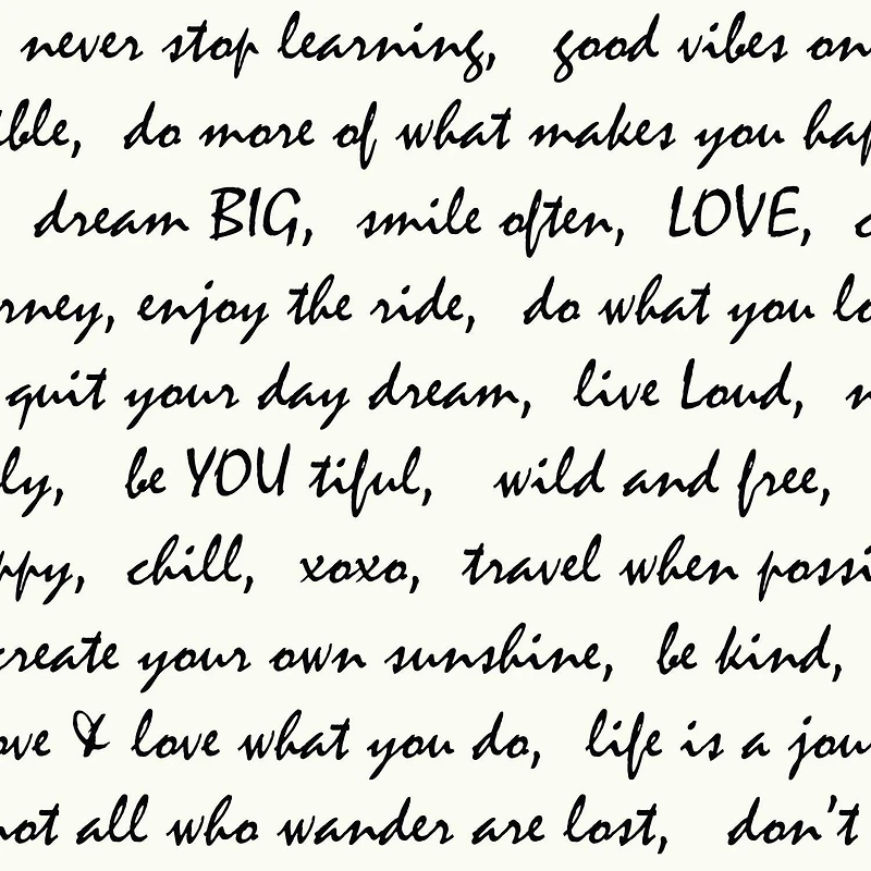 RoomMates Black Dream Big Script Peel & Stick Wallpaper