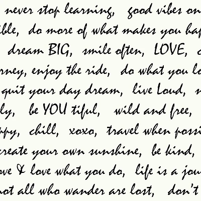 RoomMates Black Dream Big Script Peel & Stick Wallpaper