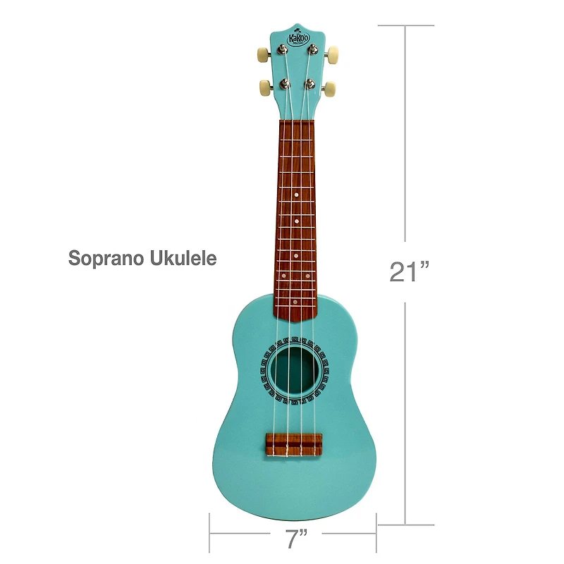Salus KaKo'o 21" Seafoam Green Professional Wooden Ukulele Set