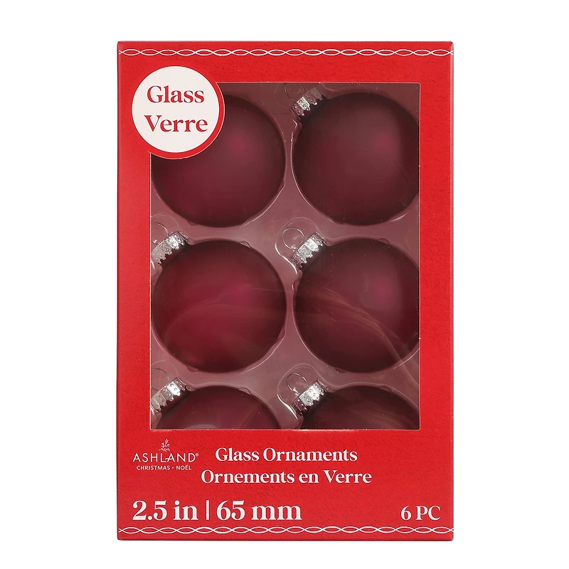 6 Pack 2.5" Frosted Glass Ball Ornaments by Ashland