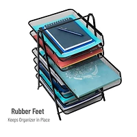 Mind Reader 7-Tier Paper Tray, Desktop Organizer, File Storage, Office, Metal Mesh, Black