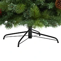 8ft. Pre-Lit Montana Mixed Pine, Pinecones & Berries Artificial Christmas Tree with Clear LED Lights