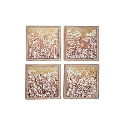 19" Gold Eclectic Floral Wall Décor Set 