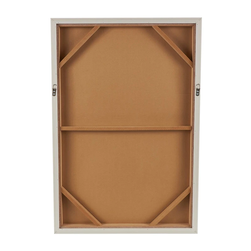 25" x 37" Brown Wooden Geometric Wall Art with Abstract Black and White Shapes