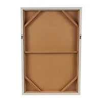 25" x 37" Brown Wooden Geometric Wall Art with Abstract Black and White Shapes