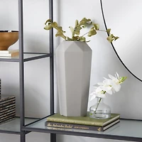 14" Light Gray Matte Stoneware Contemporary Vase