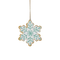 Frosted Snowflake Cookie Christmas Ornament - 3.75" - White and Green