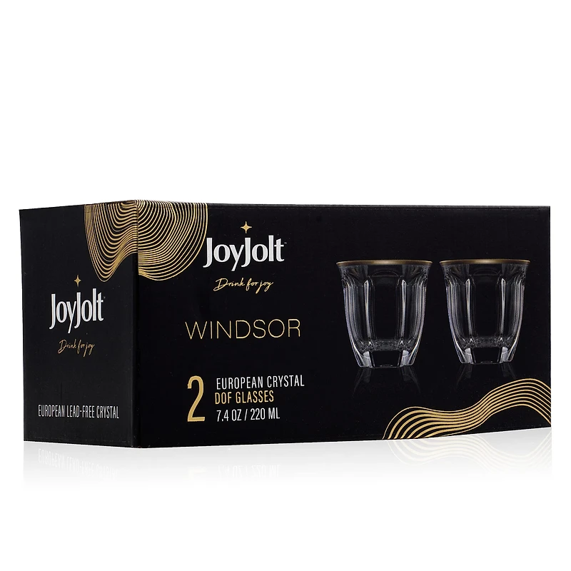 JoyJolt® 7.4oz. Gold Rimmed Windsor Double Old Fashioned Tumblers, 2ct.