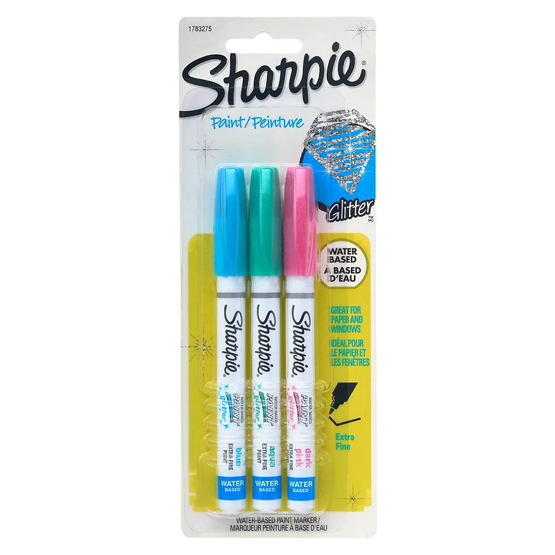 Sharpie® Water-Based Paint Markers, Extra Fine Point Glitter Pastel Set