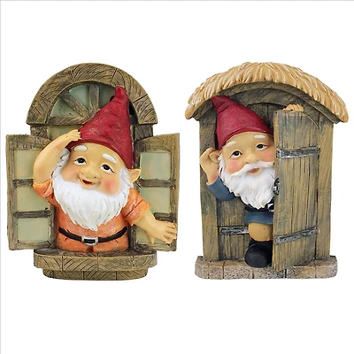 Design Toscano 9" Window & Door Garden Tree Gnomes Set
