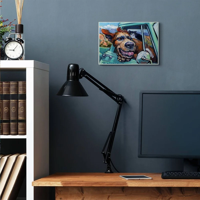 Stupell Industries Cat and Dog in Truck Window Wild Ride Wall Plaque